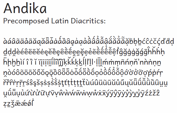 Andika Sample - Precomposed Latin Diacritics