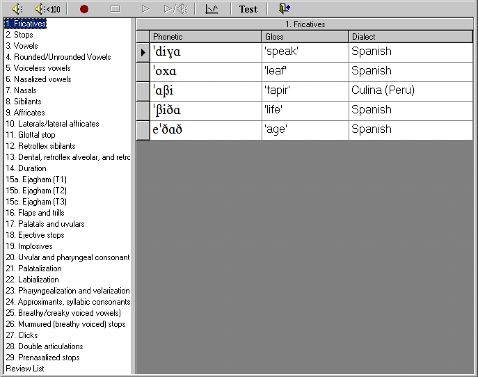 IPA Sample Word List