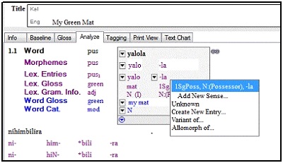 Screenshot of Lexicon Edit view