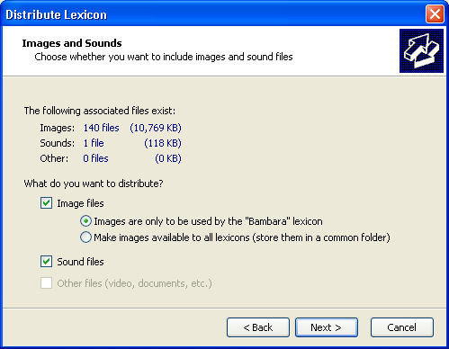 Distribute Lexicon Wizard: Images & Sounds